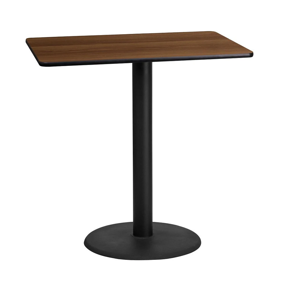 24"X42" Rectangular Laminate Bar Table With 24" Round Base