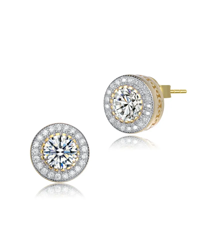 Classy Cubic Zirconia Round Halo Stud Earrings