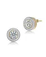 Classy Cubic Zirconia Round Halo Stud Earrings