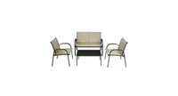 4 Pieces Patio Furniture Set with Glass Top Coffee Table