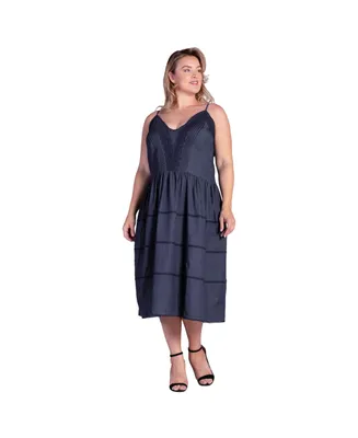 Women's Plus Tencel Smocked Waist Midi Dress