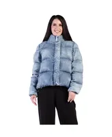 Women's Bleached Tencel Denim Puffer Jacket