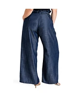 Women's Plus Size Tencel Denim Wide Leg Palazzo Pants