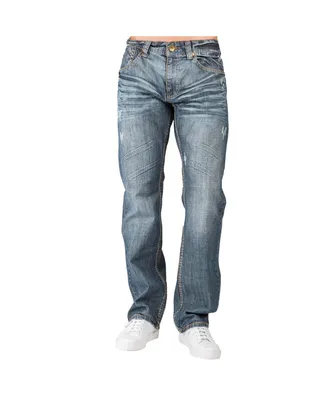 Men's Relaxed Straight Handcrafted Wash Premium Denim Signature Jeans
