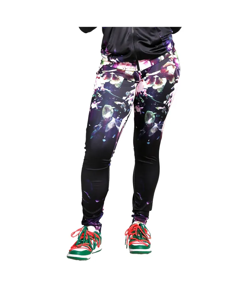 Poetic Justice Women's Curvy Fit Active Floral Print Poly Tricot Leggings