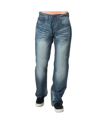 Level 7 Men's Midrise Relaxed Boot cut Premium Denim Jeans Vintage Like Wash