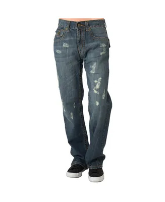 Level 7 Men's Midrise Relaxed Boot cut Premium Denim Jeans Vintage Like Wash