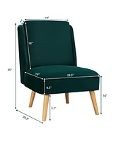 Inolait Sugift Velvet Accent Armless Side Chair with Rubber Wood Legs for Bedroom