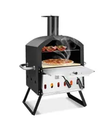 Sugift Outdoor Pizza Oven with Anti-scalding Handles and Foldable Legs