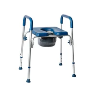 Maury Shower Commode Chair With Safety Rail, Height Adjustable Frame, Padded Seat & Armrests, Removable Pail Lid, Fits Most Toilets