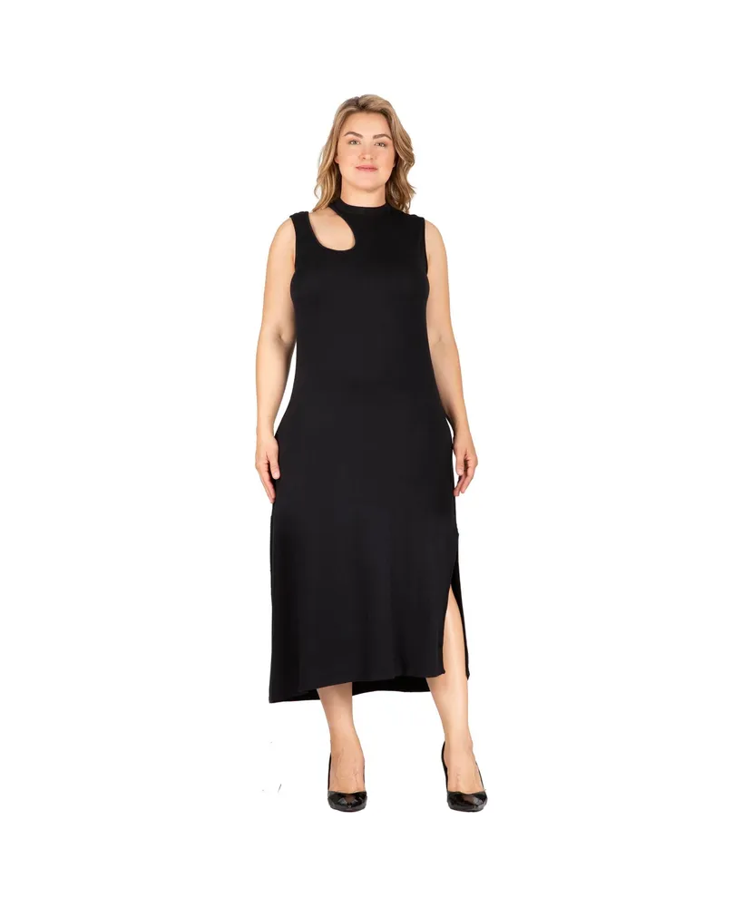 Women's Plus Elegant Cut-Out Knit Jersey Tank Dress