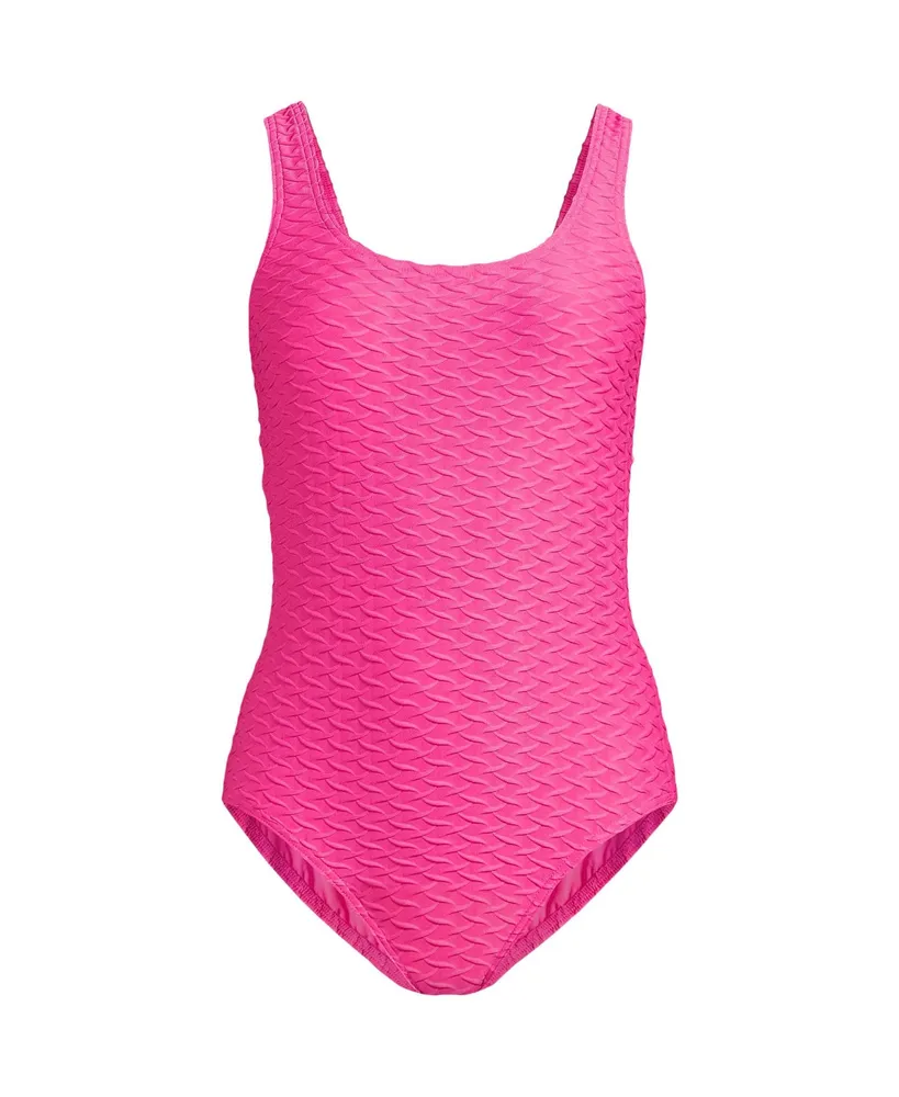 Women's Lands' End Tugless Chlorine Resistant Sporty Soft Cup One-Piece  Swimsuit