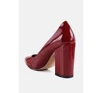 Kamira Patent Faux Leather Block Heel Pumps