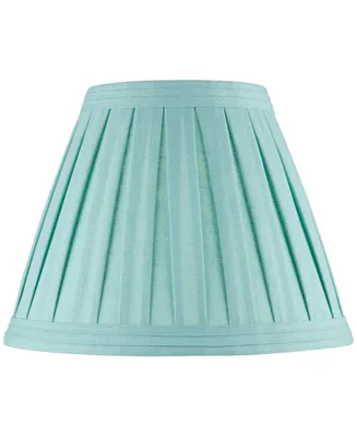 Turquoise Linen Box Pleat Medium Empire Lamp Shade 7" Top x 14" Bottom x 11" Slant x 11" High (Spider) Replacement with Harp and Finial