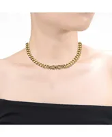 14k Yellow Gold Plated with Cubic Zirconia Miami Cuban Chain Door Knocker Necklace
