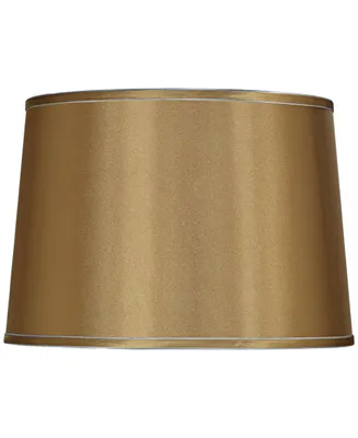 Sydnee Gold with Silver Trim Medium Drum Lamp Shade 14" Top x 16" Bottom x 11" Slant (Spider) Replacement with Harp and Finial - Spring crest