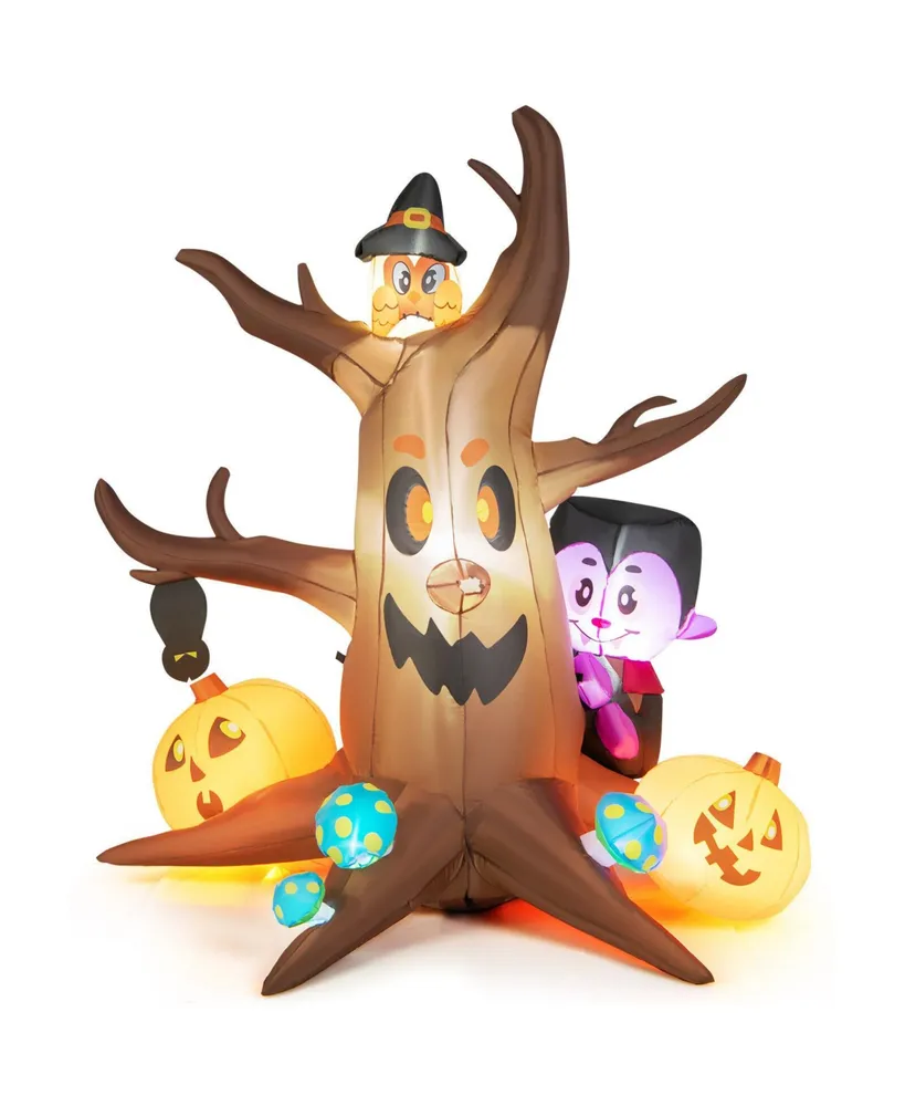 6 Feet Inflatable Halloween Dead Tree with Pumpkin Blow up Ghost Tree and Rgb Lights