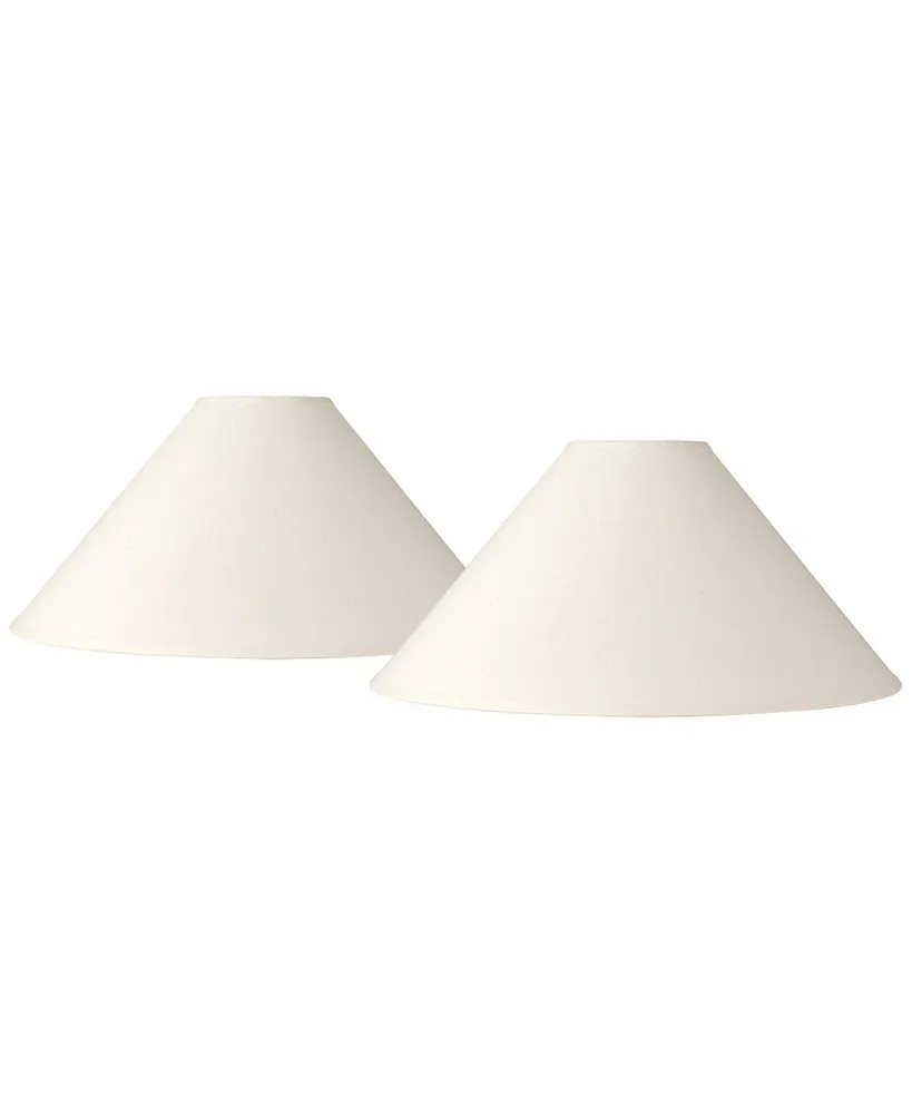 Set of 2 Chimney Lamp Shades Ivory Large 6" Top x 23" Bottom x 13.5" Slant x 10.5" High Spider with Replacement Harp and Finial Fitting