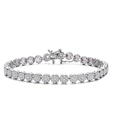 Sterling Silver White Gold Plated Cubic Zirconia Cluster Tennis Bracelet