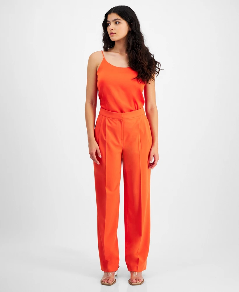 Bar Iii Women's High Rise Pleated Wide-Leg Pants, Created for Macy's