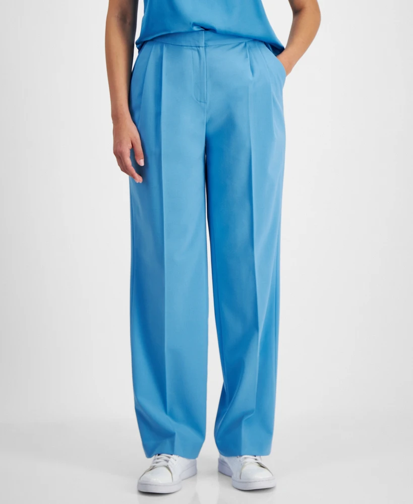 Bar Iii Women's High Rise Pleated Wide-Leg Pants, Created for Macy's