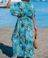 Women's Tropical Plunging-v Maxi Cover Up Dress