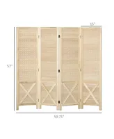 Homcom 4.7' Panel Room Divider with Pegboard Display for Indoor