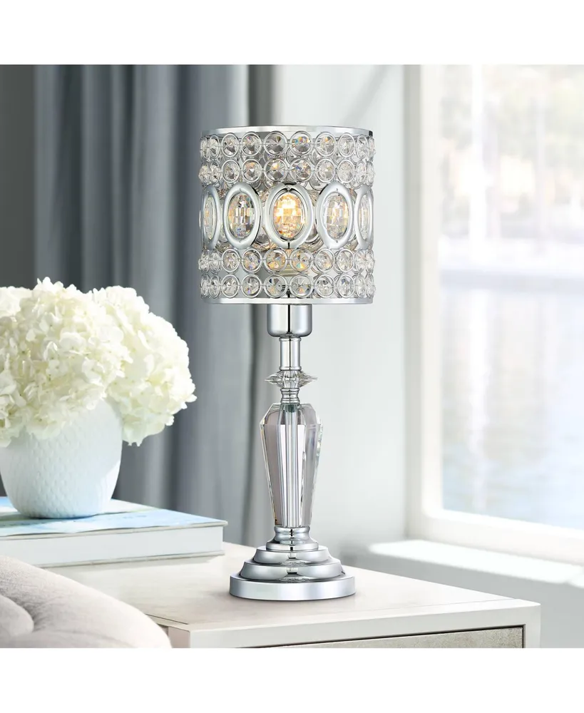 Vienna Full Spectrum Traditional Table Lamp 31 Tall Brass Gold Faceted  Clear Crystal White Flared Bell Fabric Shade for Bedroom Living Room