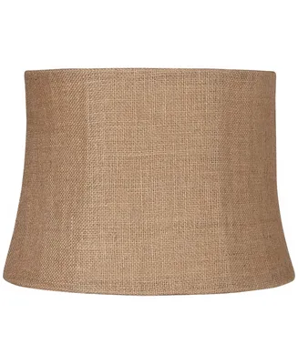 Natural Burlap Medium Drum Lamp Shade 12" Top x 14" Bottom x 10" High (Spider) Replacement with Harp and Finial - Springcrest