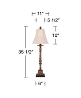 Thornwood 35 1/2" Tall Large Traditional End Table Lamp Brown Single Fabric Beige Shade Console Living Room Bedroom Bedside Nightstand House Office Ho