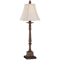 Regency Hill Thornewood 35 1/2" Tall Large Traditional End Table Lamp Brown Finish Single Fabric Beige Shade Console Living Room Bedroom Bedside Night