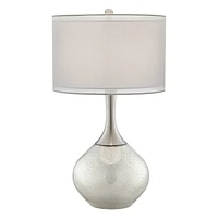 Swift Modern Table Lamp 30 1/2" Tall Mercury Glass Chrome Metal Neck Twin Double Drum Shade Decor for Bedroom Living Room House Bedside Nightstand Hom