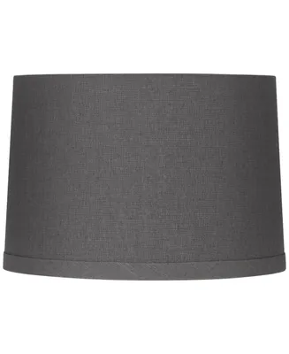 Gray Linen Medium Drum Lamp Shade 15" Top x 16" Bottom x 11" High x 11" Slant (Spider) Replacement with Harp and Finial - Spring crest