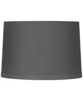 Gray Linen Medium Drum Lamp Shade 15" Top x 16" Bottom x 11" High x 11" Slant (Spider) Replacement with Harp and Finial - Spring crest