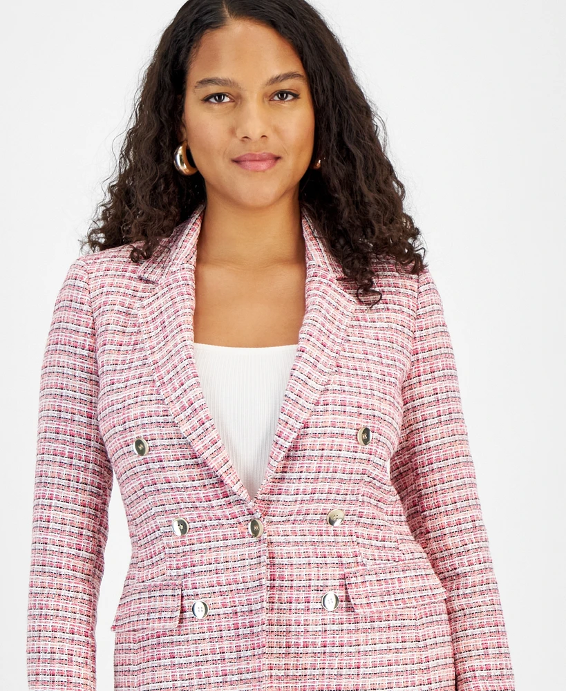 Bar Iii Women's Tweed One-Button Blazer, Created for Macy's