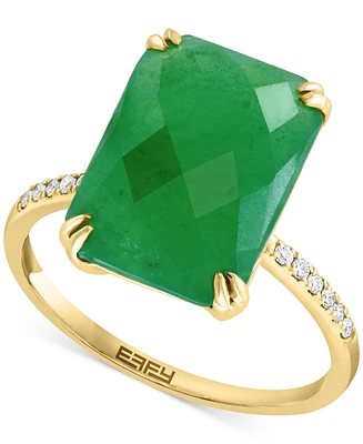 Effy Dyed Jade & Diamond (1/20 ct. t.w.) Statement Ring in 14k Gold
