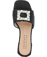 Journee Collection Women's Justina Ornamented Raffia Slide Sandals