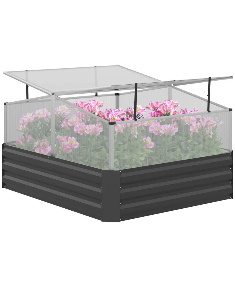 Outsunny 49.6 in x 42.1 in x 26.6 in Galvanized Raised Garden Bed, Gray