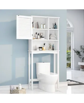 Simplie Fun Home Over-The-Toilet Shelf Bathroom Storage Space Saver With Adjustable Shelf Collect Cabinet