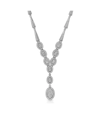 Sterling Silver Cubic Zirconia White Gold Plated Majestic Necklace