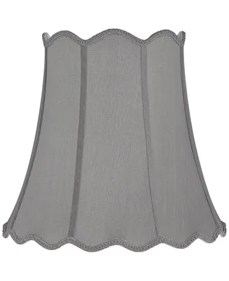Morell Gray Medium Scallop Bell Lamp Shade 10" Top x 16" Bottom x 15" High x 16" Slant (Spider) Replacement with Harp and Finial - Springcrest