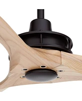 52" Windspun Rustic Farmhouse 3 Blade Indoor Ceiling Fan with Remote Control Matte Black Natural Solid Wood for Living Room Kitchen House Bedroom Fami