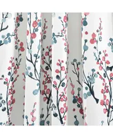 Mirabelle Watercolor Floral Light Filtering Window Curtain Panels Blue/Coral 52x95+2 Set