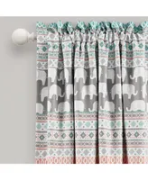 Elephant Stripe Light Filtering Window Curtain Panels Turquoise/Pink 52X63+2 Set