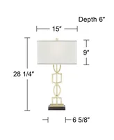 Evan Modern Table Lamps 28 1/4" Tall Set of 2 Gold Metal Geometric Frame White Curved Rectangular Shade for Living Room Bedroom House Bedside Nightsta