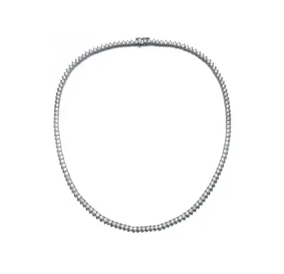 Flawless Tennis Necklace with Round Shape Cubic Zirconia