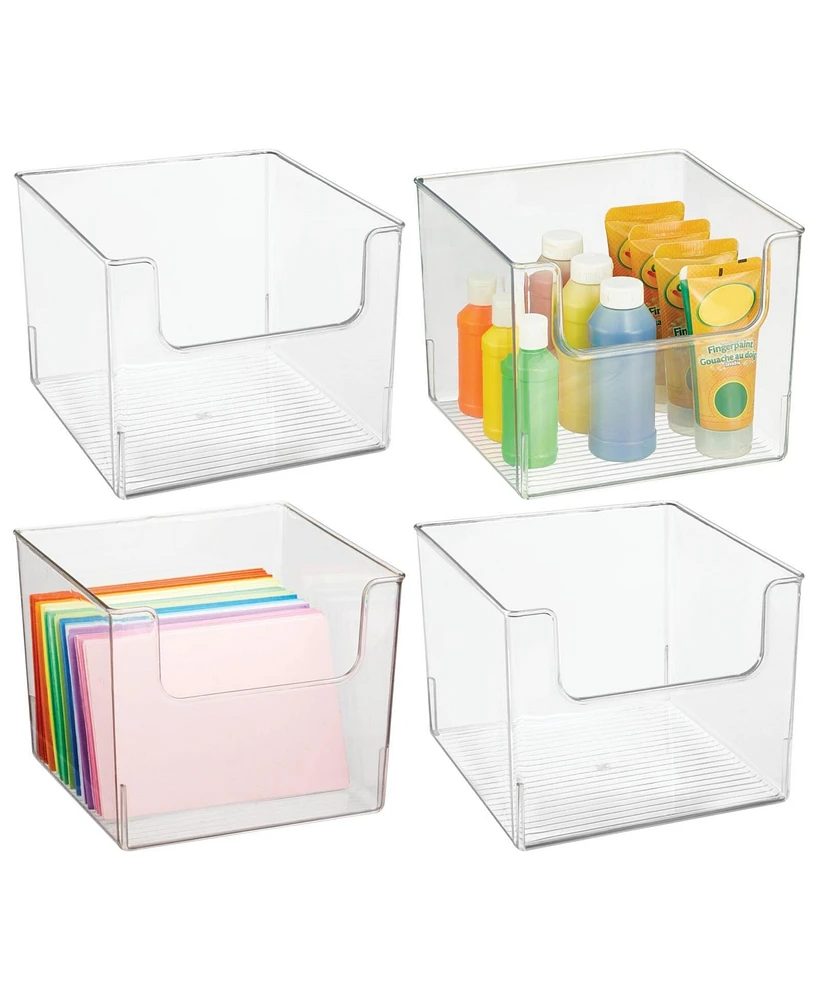 mDesign Crafting Plastic Storage Organizer Bin - Open Dip Front, 4 Pack, Clear