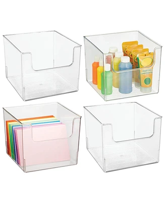 mDesign Crafting Plastic Storage Organizer Bin - Open Dip Front, 4 Pack, Clear