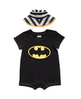 Dc Comics Justice League Batman Boys Romper and Bucket Sun Hat Logo