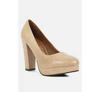 whitley croc texture high block heel pumps
